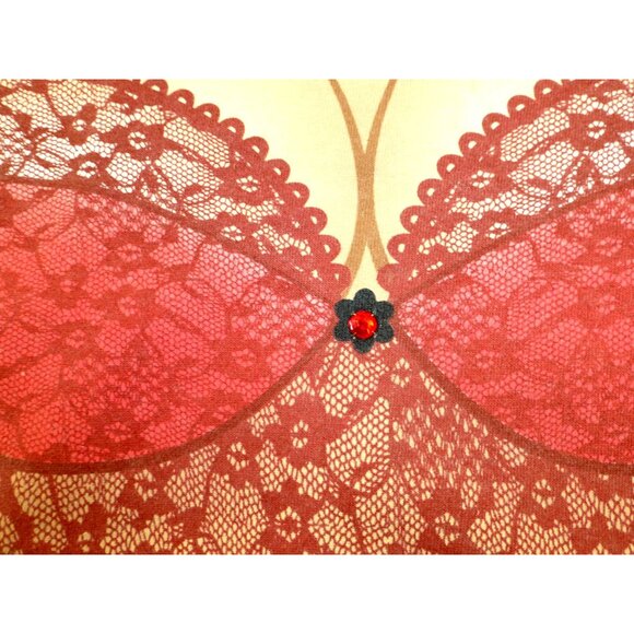 Fun2Wear Fantasies Womens Novelty Cover Up T-Shirt With Red Lingerie Print LA Im - Picture 7 of 9